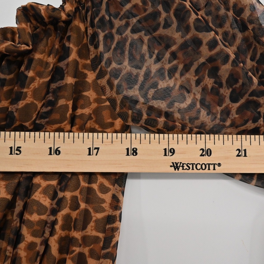 House of House of Chic Mesh Maxi Dress Womens Size S Brown Bell Sleeve Leopard - Picture 4 of 15